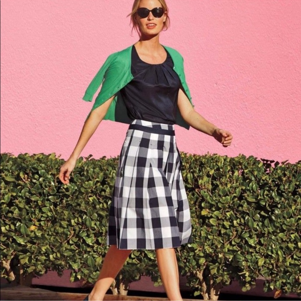 Boden pleated cotton gingham skirt - 8 long (tall)